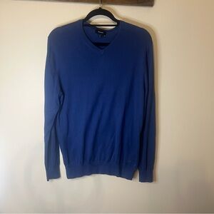 Façonnable Blue V-Neck Sweater Silk Cashmere Blend Men’s Medium